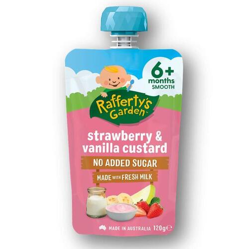 Raffertys Garden 6+ Months Strawberry & Vanilla Custard 120g