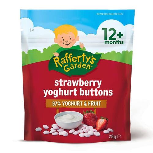 Raffertys Garden 12+ Months Strawberry Yoghurt Buttons Baby 28g