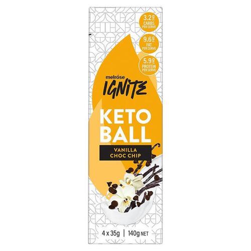 Melrose Ignite Keto Ball Vanilla Choc Chip 4 Pack 35g