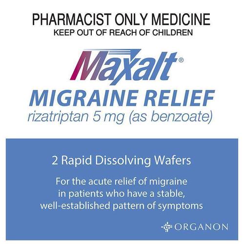 Maxalt Migraine Relief 5mg Wafer 2 Pack - Rizatriptan (S3)