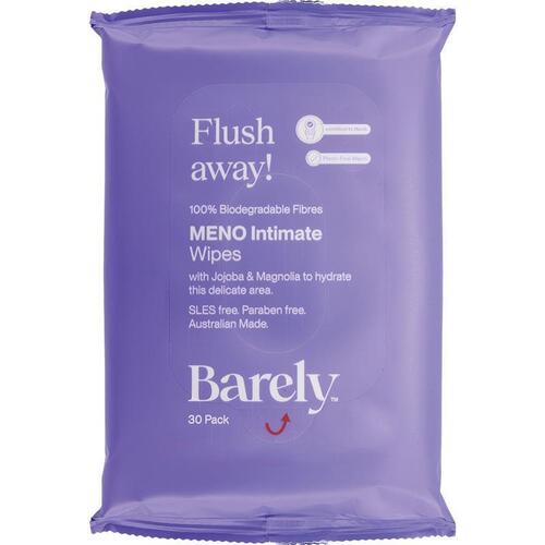 Barely Menopause Flushable Intimate Wipes 30 Pack