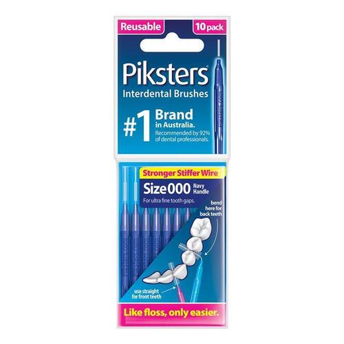 Piksters Interdental Brushes Size 000 Navy Blue 10 Pack