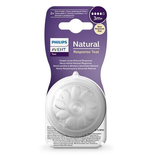 Avent Natural Response Teats 3 month+ Flow 4 2 Pack