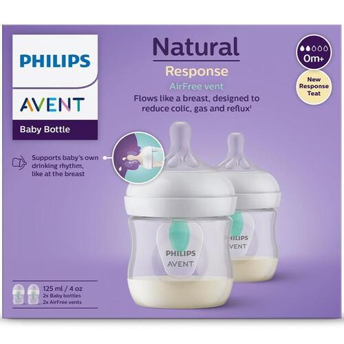 Avent Natural Response Feeding Bottles with AirFree Vent 125ml 2 Pack