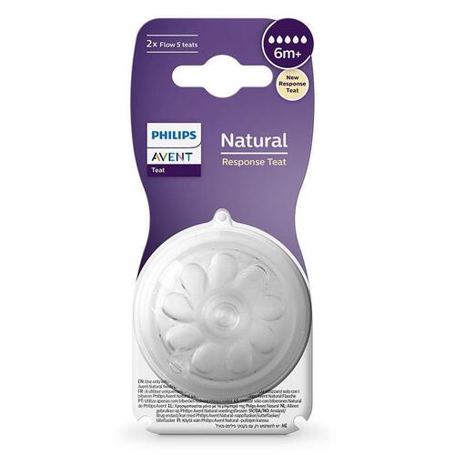 Avent Natural Response Teats 6 month+ Flow 5 2 Pack