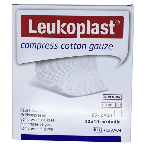 Leukoplast Compress Cotton Gauze 10 x 10cm 50 Pack