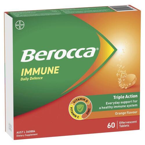 Berocca Immune Daily Defence Orange 60 Effervescent Tablets Exclusive Size