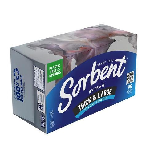 Sorbent Facial Tissues Think & Large Hypo Allergenic 95 Pack