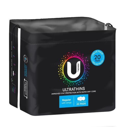 U By Kotex Ultrathin Regular Wing Bulk Pack 20