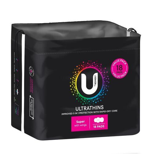 U By Kotex Ultrathin Super Wing Bulk Pack 18