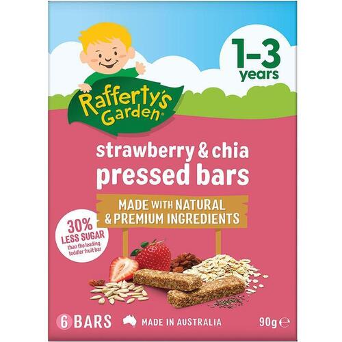 Raffertys Garden Strawberry Chia Pressed Bars Toddler Snack 1-3 Years 90g