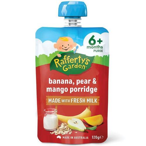 Raffertys Garden Banana Pear Mango Porridge Baby Pouch 6+ Months 120g