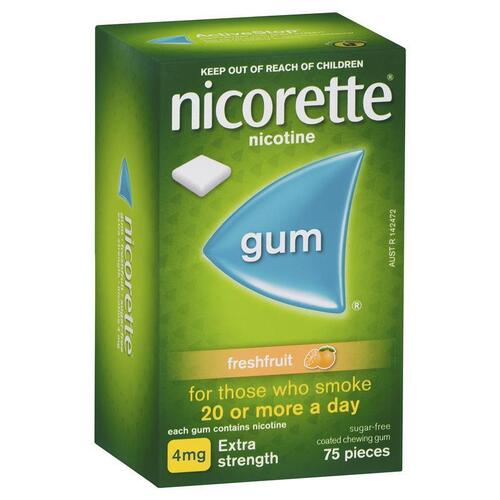 Nicorette Gum 4mg Fresh Fruit 75 Pieces