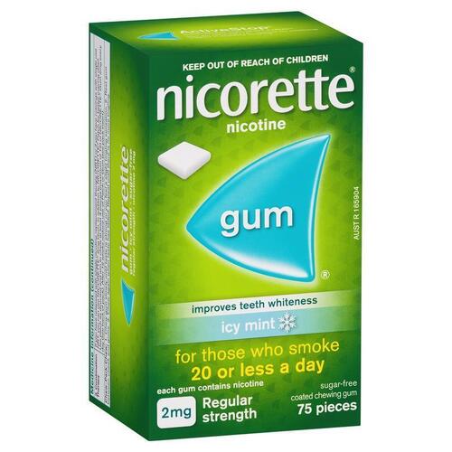 Nicorette Gum 2mg Icy Mint 75 Pieces