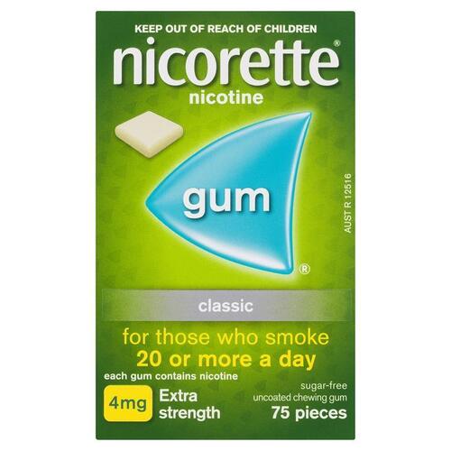 Nicorette Gum 4mg Classic 75 Pieces