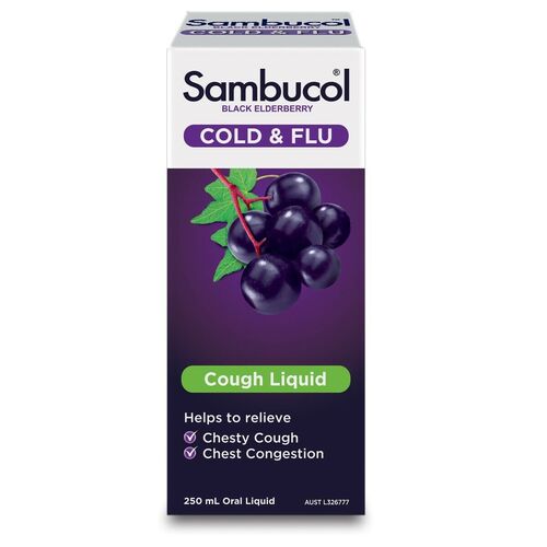 Sambucol Adult Cough Liquid 250mL Black Elderberry Relief Chest Phlegm